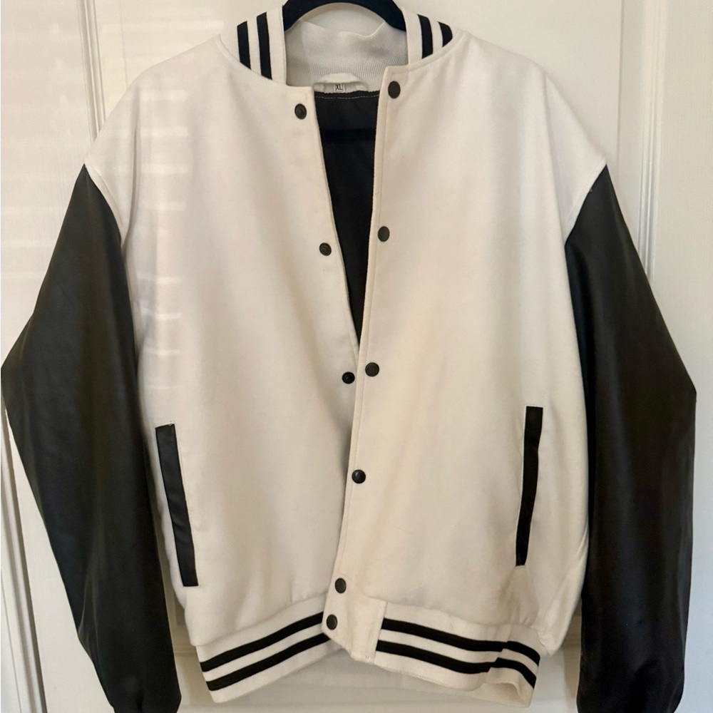 Blank Black & White Letterman Jacket